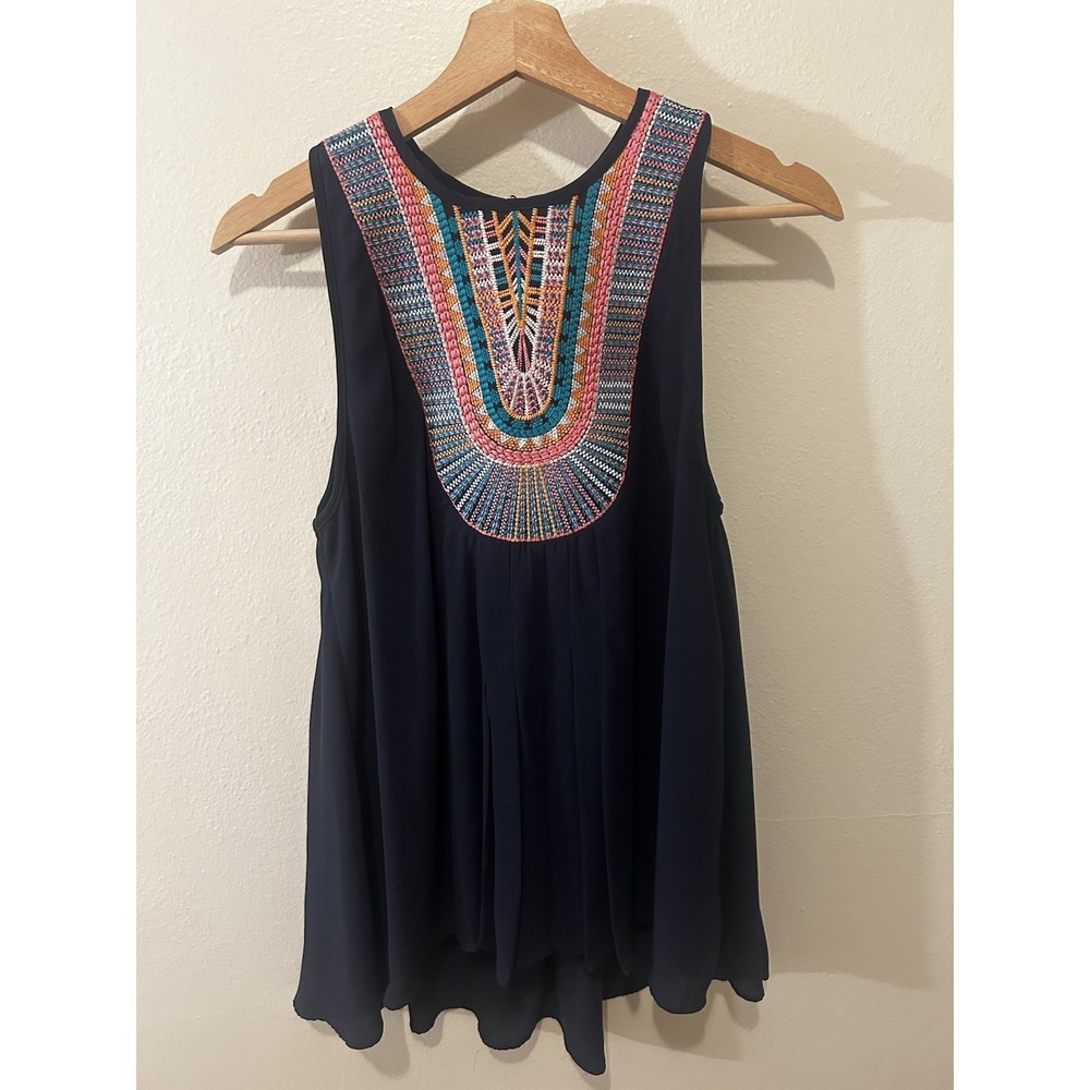 ANTHROPOLOGIE Renna Gill EMBROIDERED FULLY LINED SWING TANK‎ SIZE Small